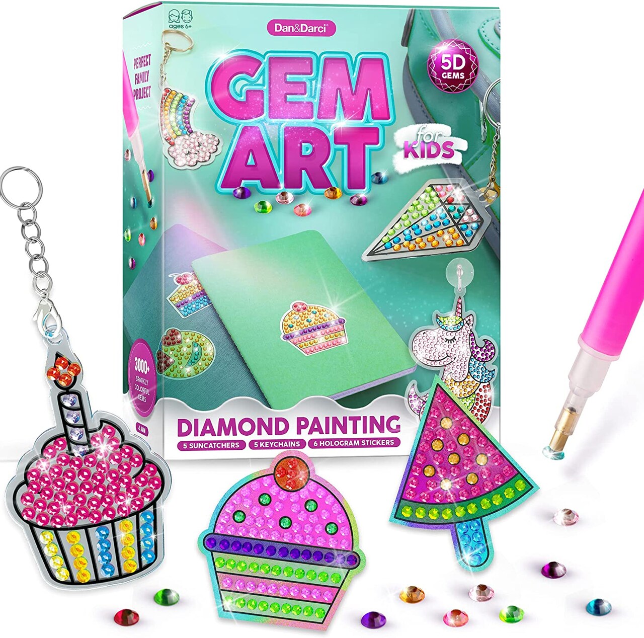 Gem Art, Kids Diamond Painting Kit - Big 5D Gems - Arts and Crafts for Kids, Girls and Boys Ages 6-12 - Gem Painting Kits - Best Tween Gift Ideas